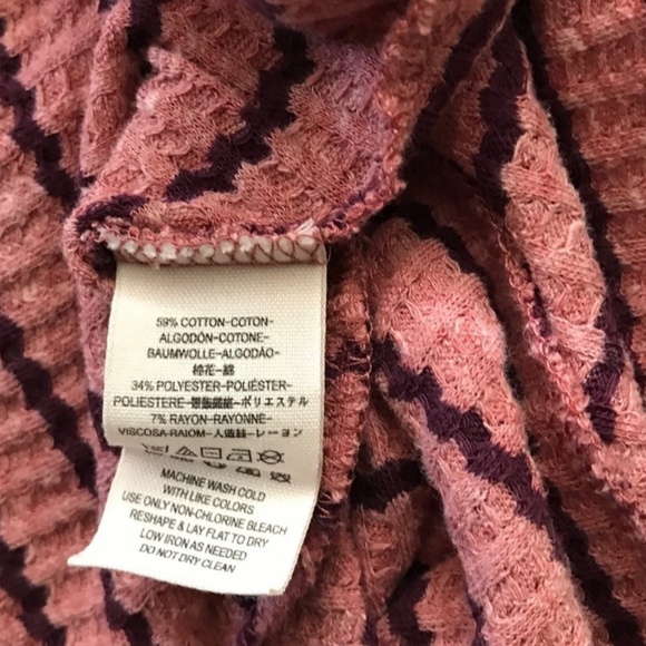 We the Free Pink Thermal Peplum Top Striped Boho - Picture 5 of 5